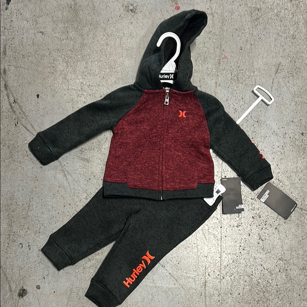 Hurley Kids' Red and Black Hoodie Set